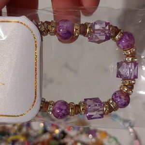 Purple sparkly stretch bracelet